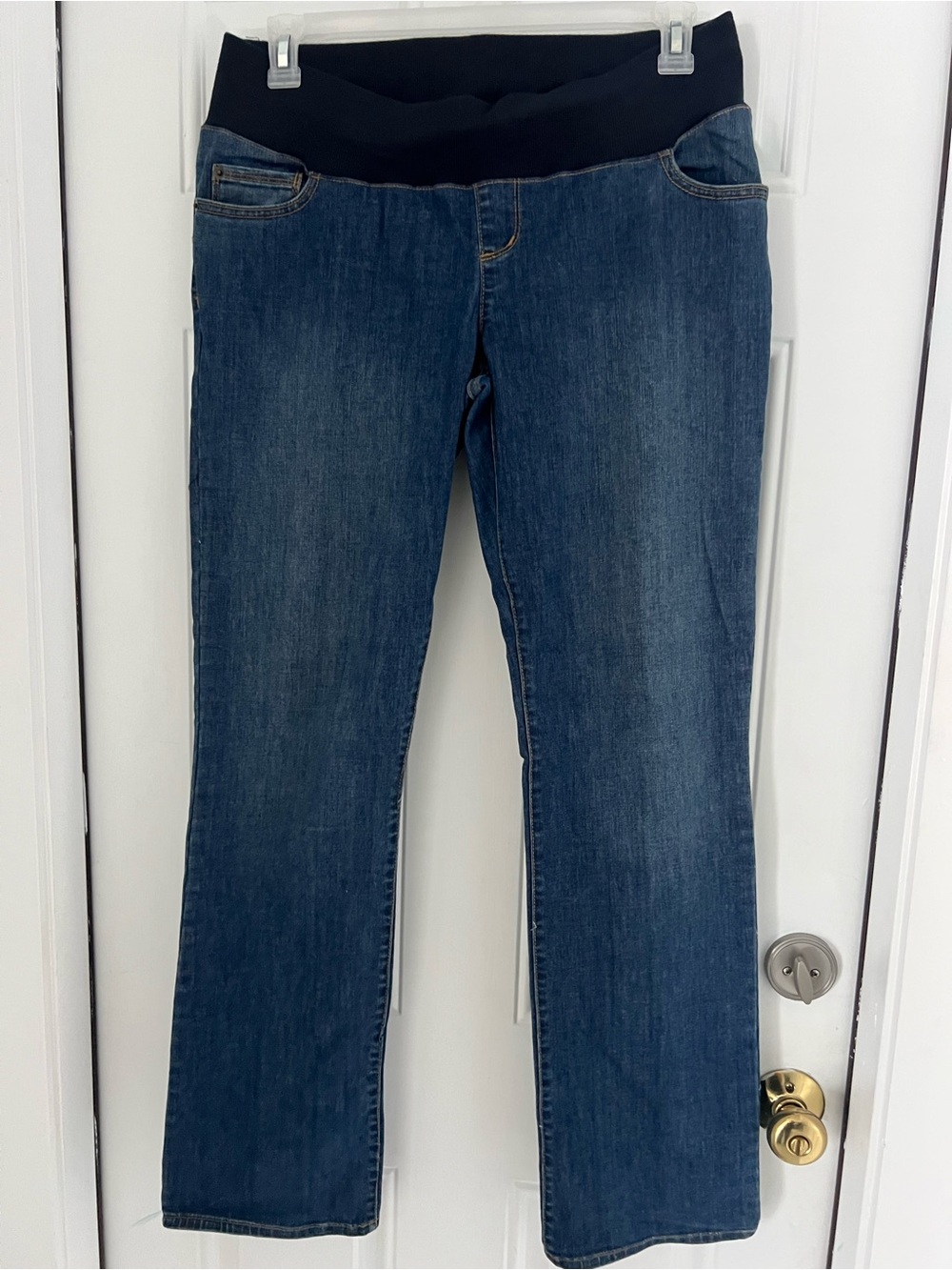 Liz Lange Maternity Stretch Jeans Blue Sz 8 Straight Leg Blue Pull On # 407